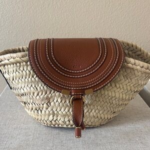 Chloe Marcie Small Raffia Basket Bag